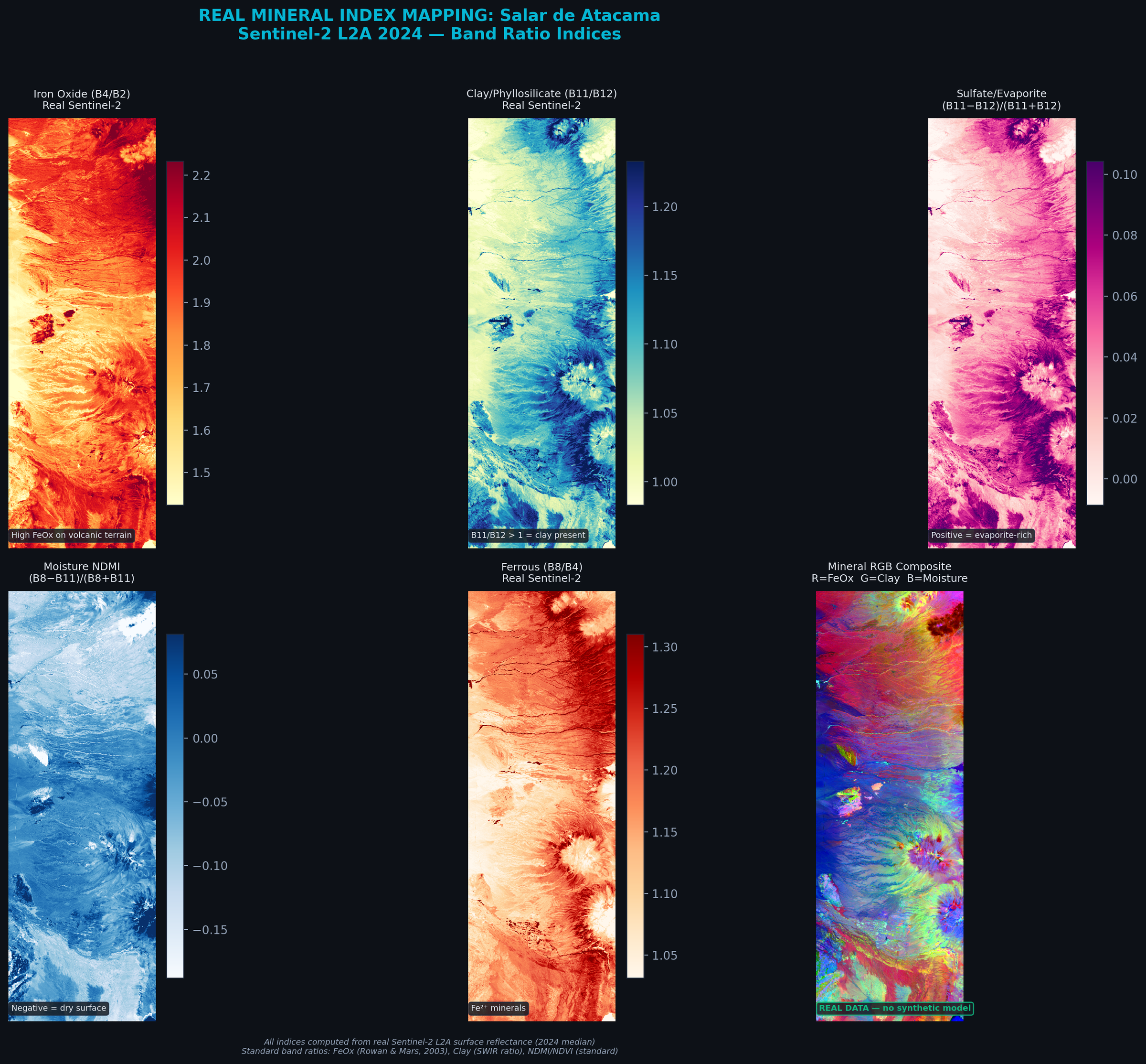 Mineral index maps of Salar de Atacama